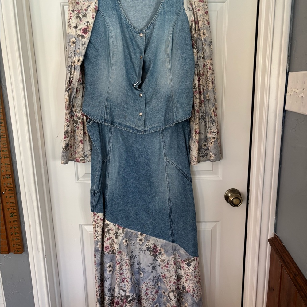 Floral Denim Dress and top set